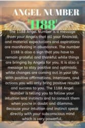  Anđeoski broj 1188 Značenje – molitve su uslišane