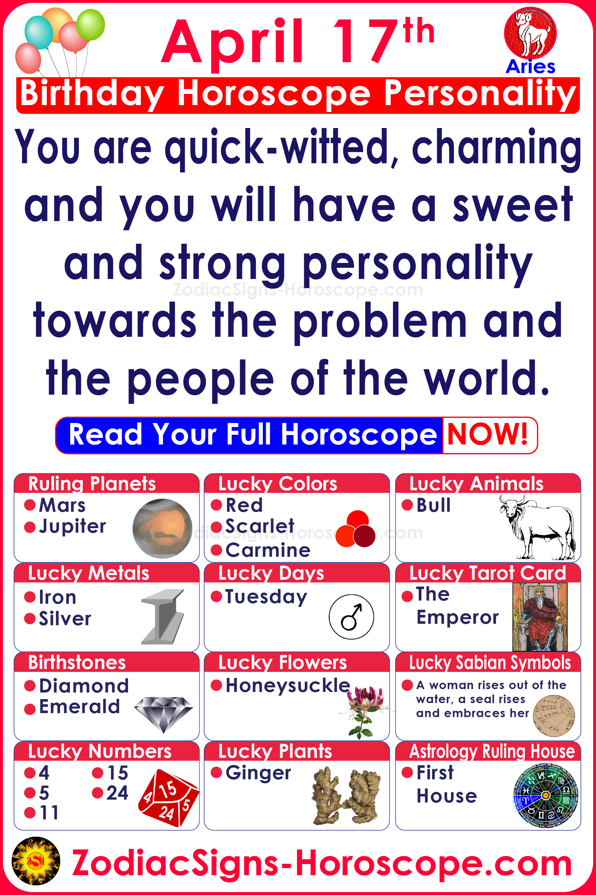  17 avril Horoscope du zodiaque Anniversaire Personnalité