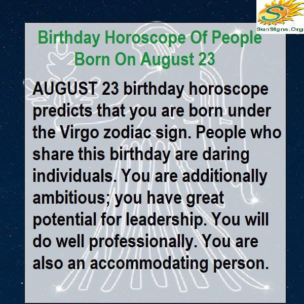  23 août Horoscope du zodiaque Anniversaire Personnalité