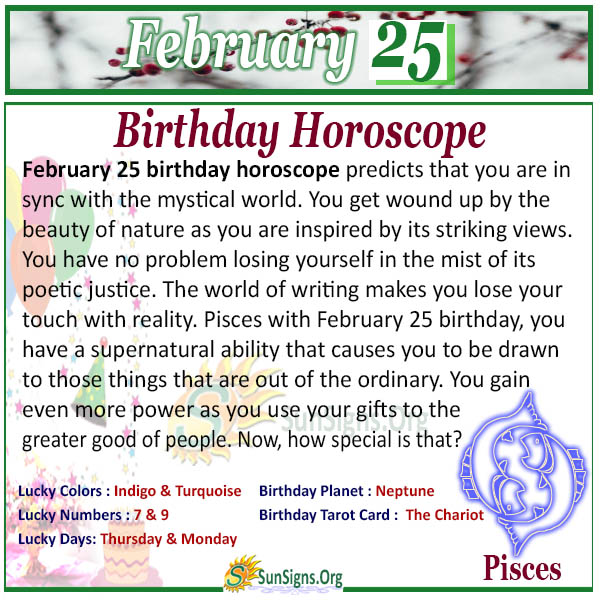  Otsailak 25 Zodiakoaren Horoskopoa Urtebetetzeen Nortasuna