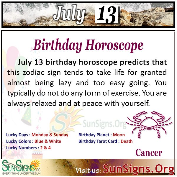  13 de julio Horóscopo Zodíaco Cumpleaños Personalidad