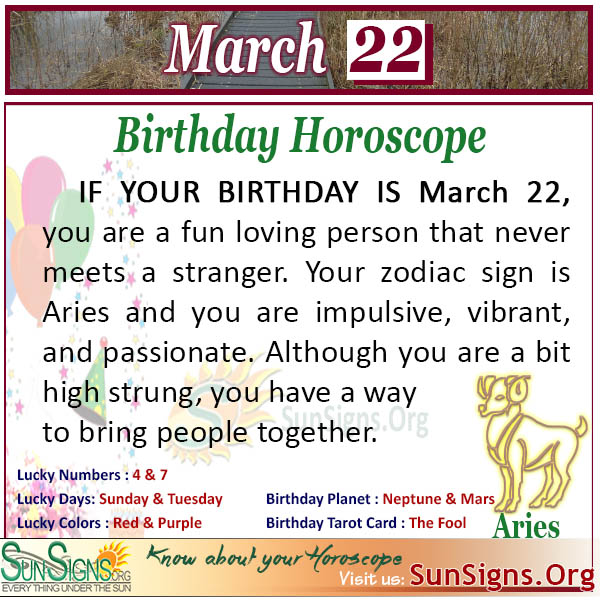  22 mars Horoscope du zodiaque Anniversaire Personnalité