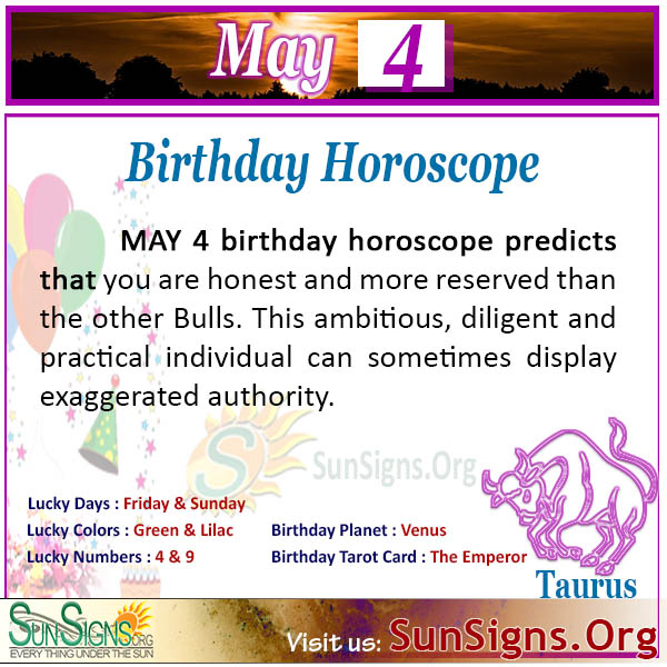  4 de mayo Horóscopo Zodíaco Cumpleaños Personalidad