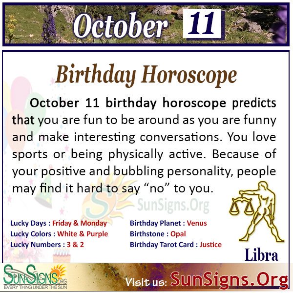  11 octobre Horoscope du zodiaque Anniversaire Personnalité