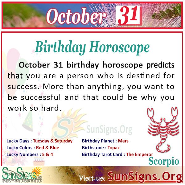  31. oktoobri horoskoop sünnipäeva isiksus
